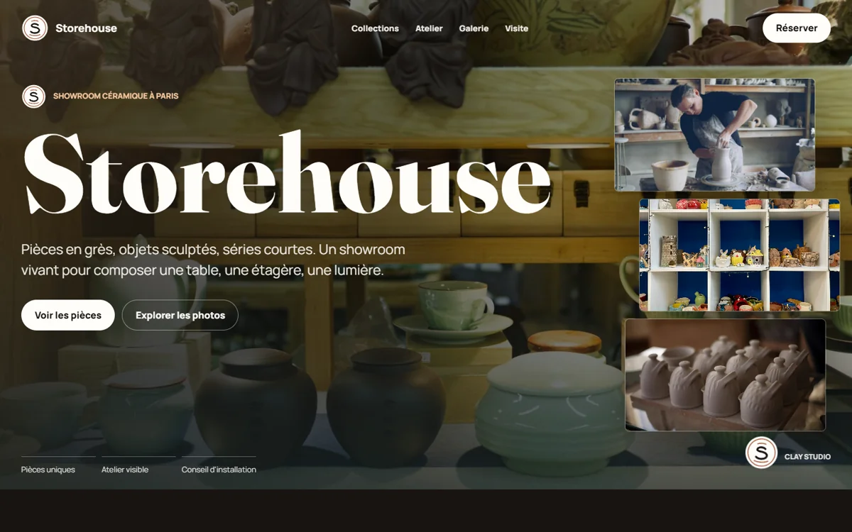 Capture du showroom Storehouse — céramique artisanale Paris